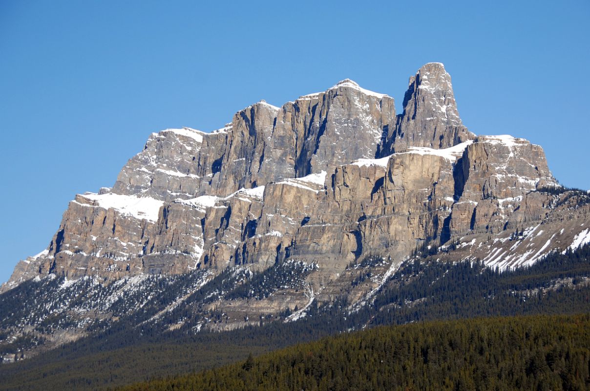 38 Castle Mountain Afternoon From Trans Canada Highway Driving Between Banff And Lake Louise in Winter